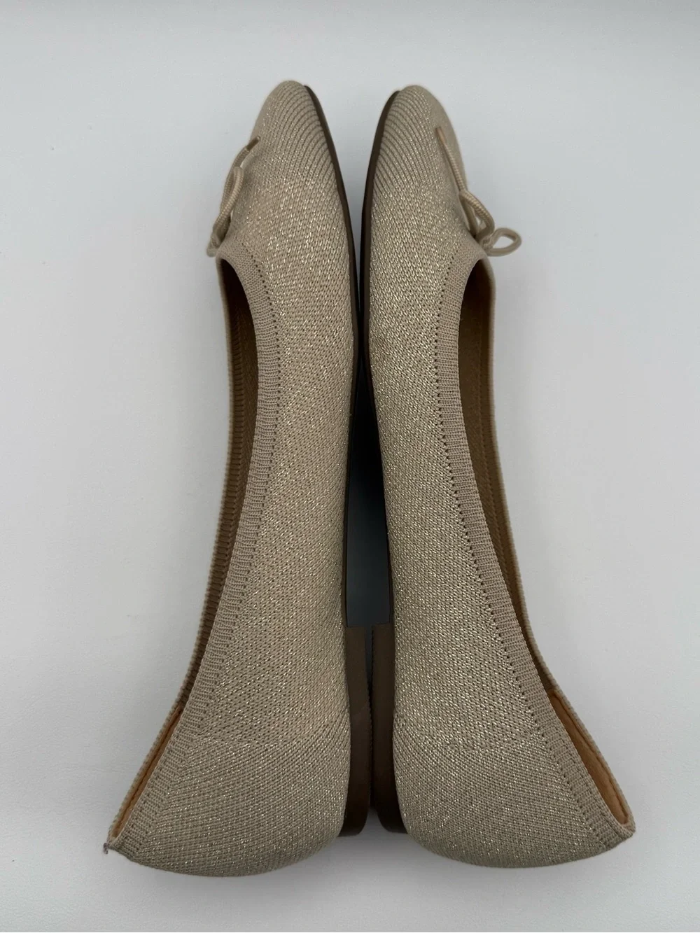 Vionic Klara Knit Ballet Flat Neutral Comfortable Ortho Gold Bow Shimmer 7.5 Y2K